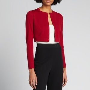 Azzedine Alaia Cropped Red Sweater Top Button Down